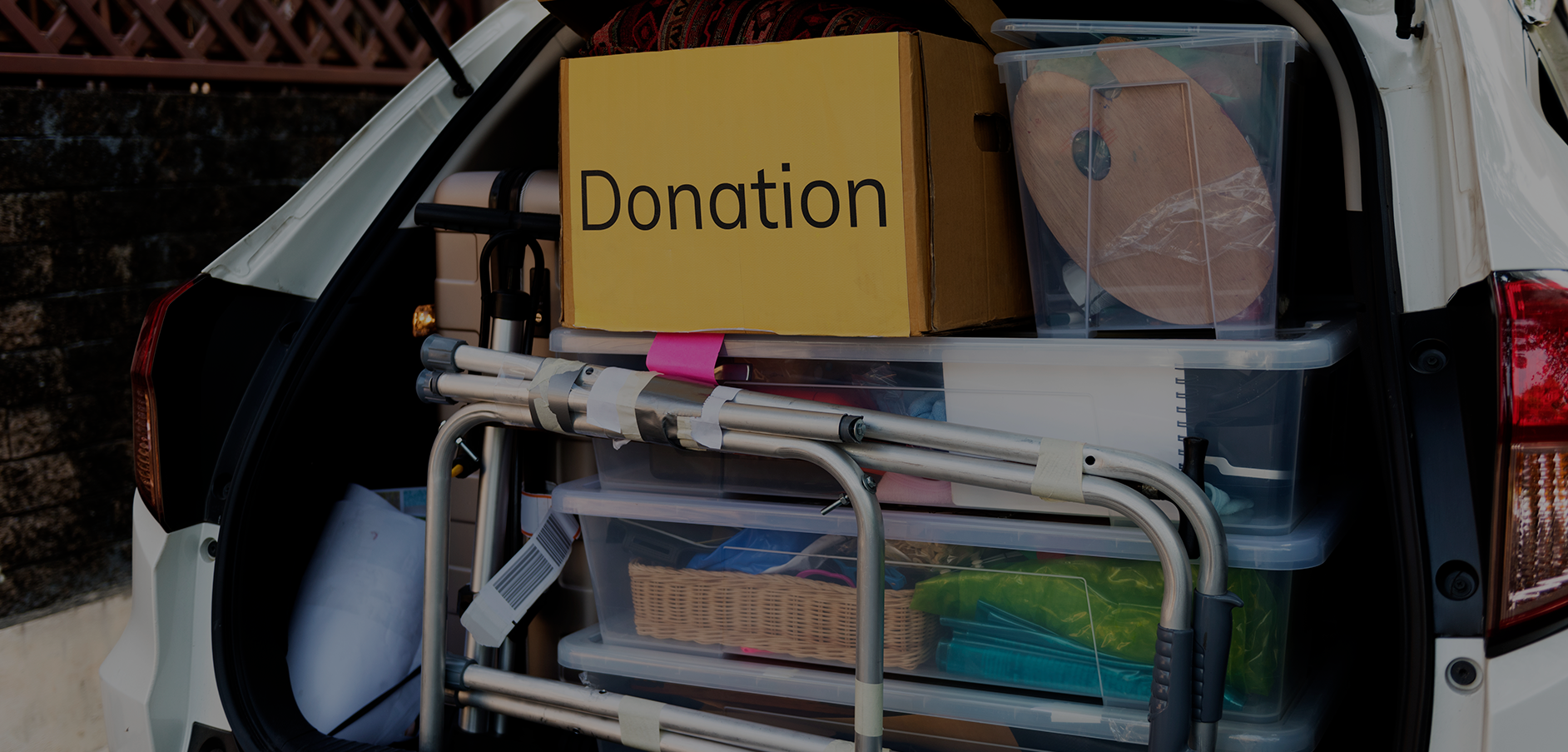 Donation box in back of truck